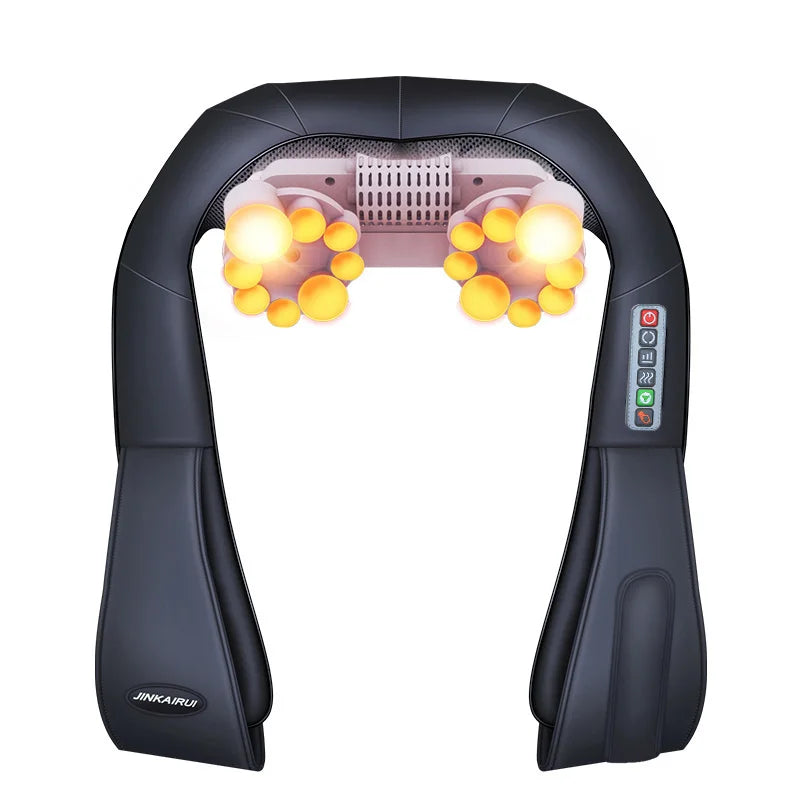 U Shape Electric Shiatsu Back Neck Shoulder Body Massager 4D Kneading Massage EU/Flat Plug Car Home Dual Use 16 Balls Relaxation