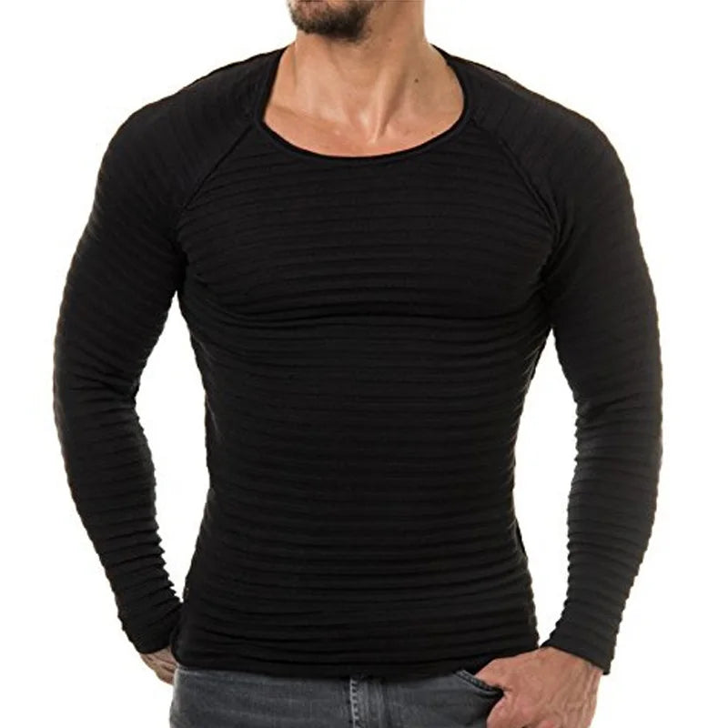 Mens Sweaters 2025 Spring Autumn New Knitted Sweater Men Long Sleeve Striped Sweaters Solid Slim Fit Men Pullover Sueter Hombre