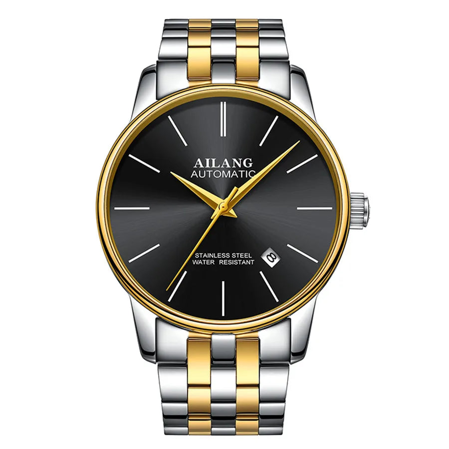 AILANG Brand Ultra-thin dial Fashion Simple Watches Luxury Men's Mechanical Sports Wrist Watch Leather Male Clock Montre Homme