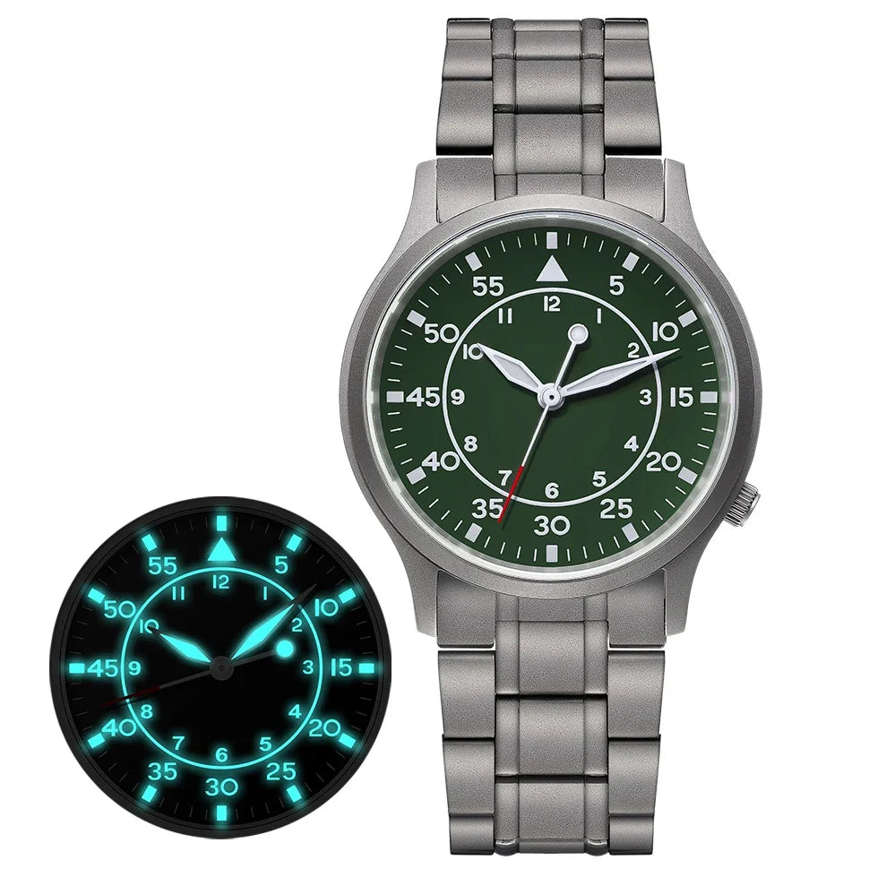 BERNY Titanium Watch For Men AR Coat Sapphire Fashion Wristwatch Luminous VH31 Ultra-thin Quartz Watch Waterproof 5ATM Watches