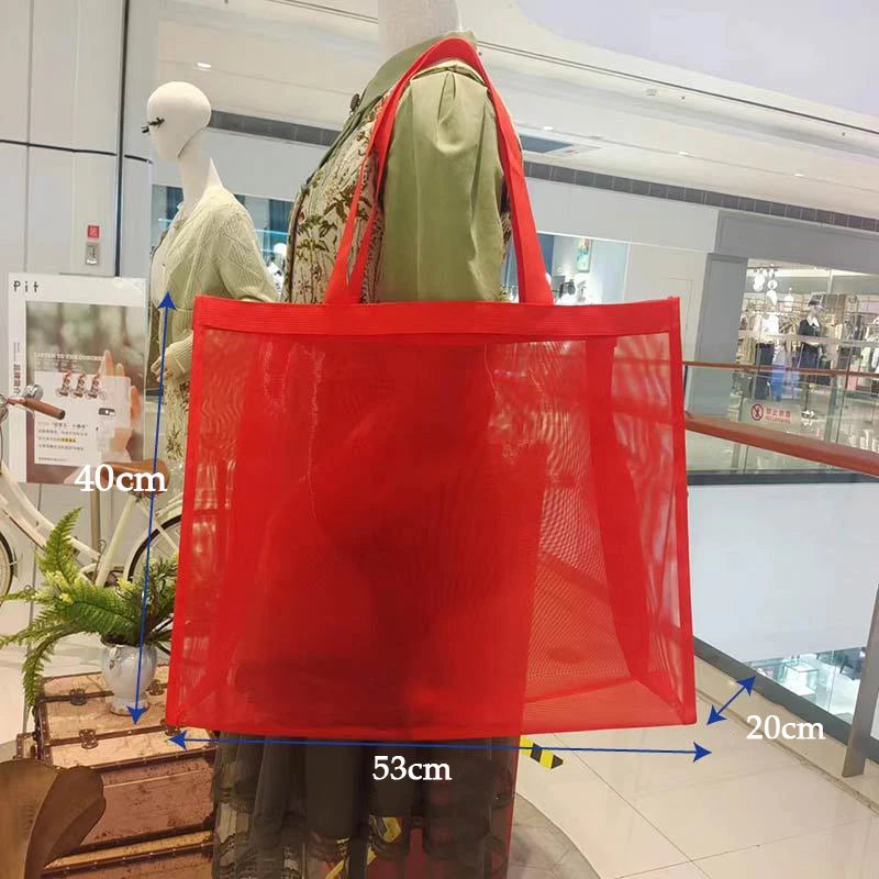 Mesh Handbag Transparent Shopping Bag Swimming Bag Nylon Mesh Dance Yoga Fitness Large Capacity Storage Bag Beach Bag