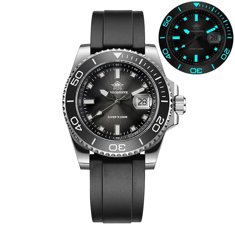 ADDIESDIVE New 41mm Men Watch Diving 200m Waterproof AD2089 Top Brand Diver Wristwatch Stainless Steel Luminous Leisure Watch
