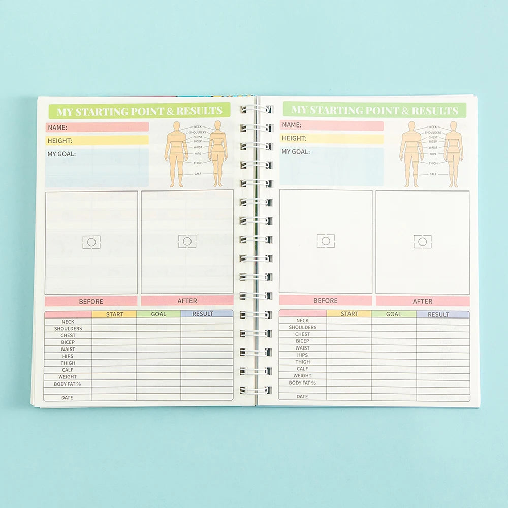 72Sheets A5 Spiral Weight Loss Planner With Stickers Undated Fitness Tracker For Daily Weekly Workout Diet Log Goal Setting