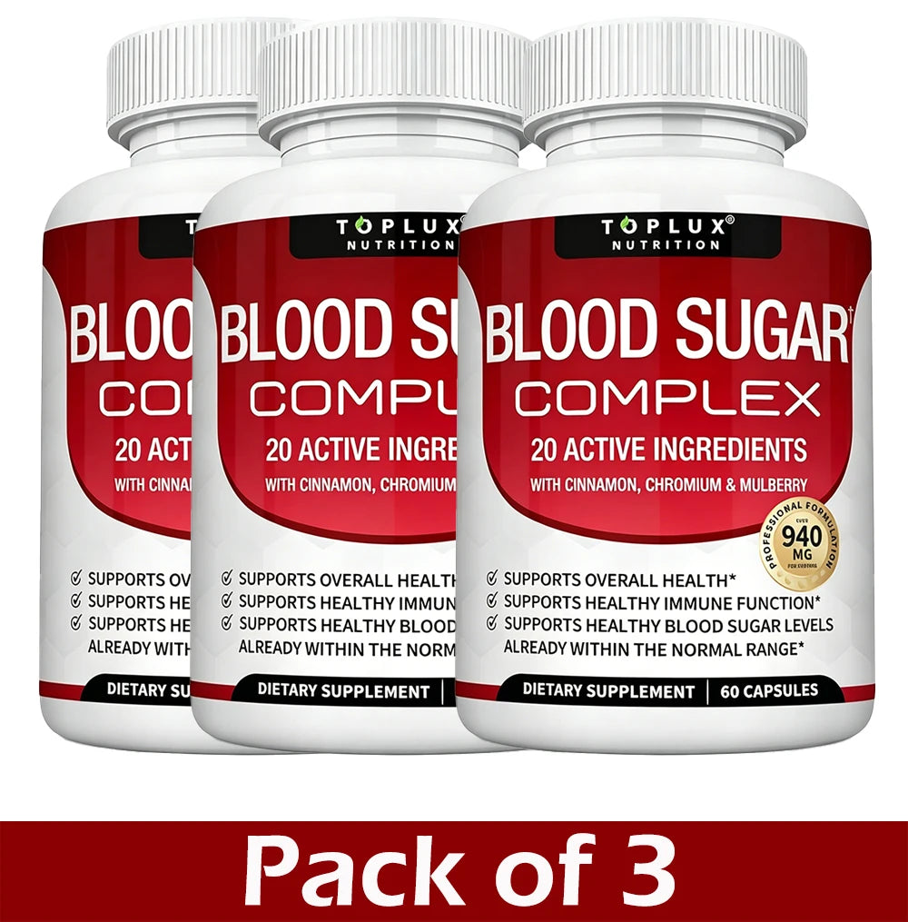 Blood Sugar Complex Supplement Balance Blend Complex for Men Women- Natural 20 Herbs and Vitamins with Cinnamon, Vegan Capsules