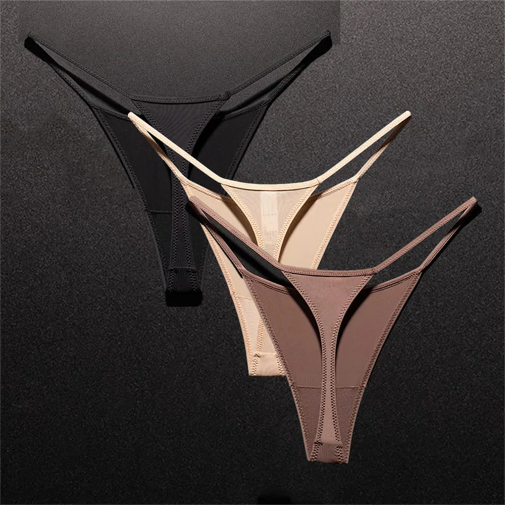 3PCS Sexy High Slit Transparent Mesh Thong Leopard Printed Fitness Female Hip Lifting G-strings Low Rise Seamless Mini Underwear