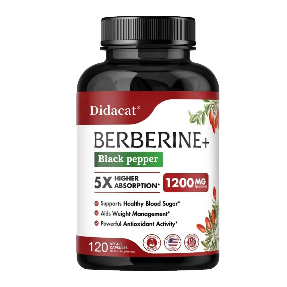 1200 MG Premium Berberine Supplement Capsules Supports Immune System, CardiovascularHeart & Gastrointestinal Wellness