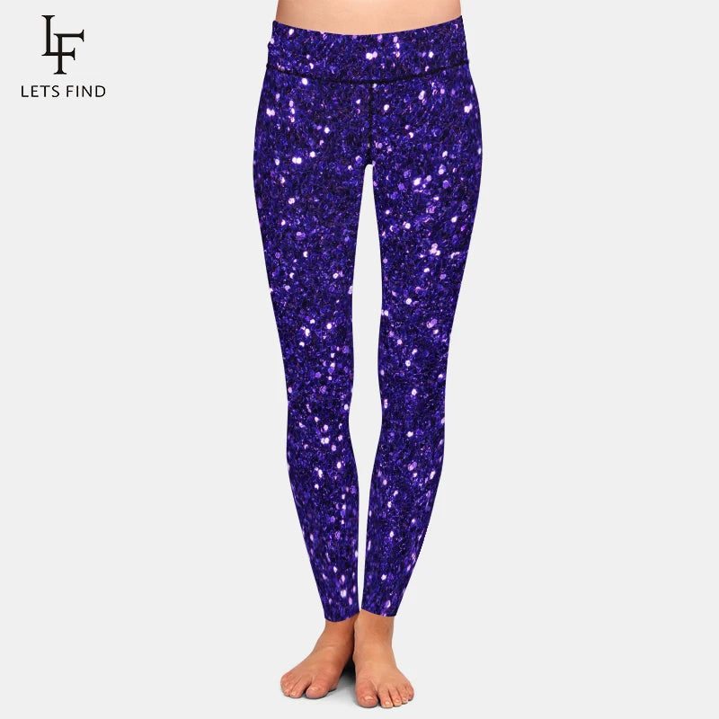 LETSFIND New Arrival Women Leggings High Waist Sexy Women Pants 3D Red Glitter Texture Print Fitness Slim Girls Stretch Leggings