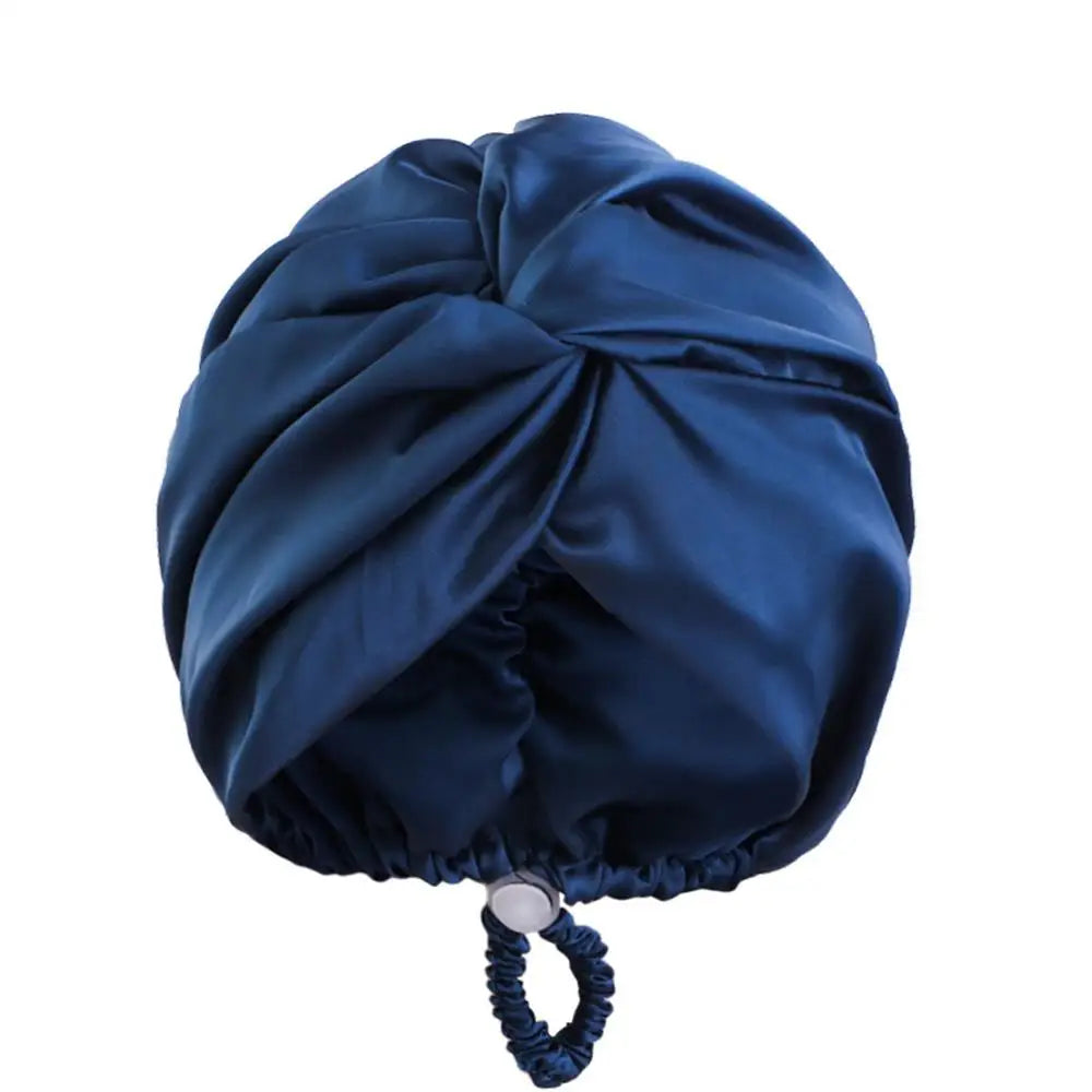 Bonnet Solid Color Silk Turban Hat For Women Soft Sleeping Night Cap Satin Hair Care Wrap Beanie Headscarf Adjust Twist Headwear