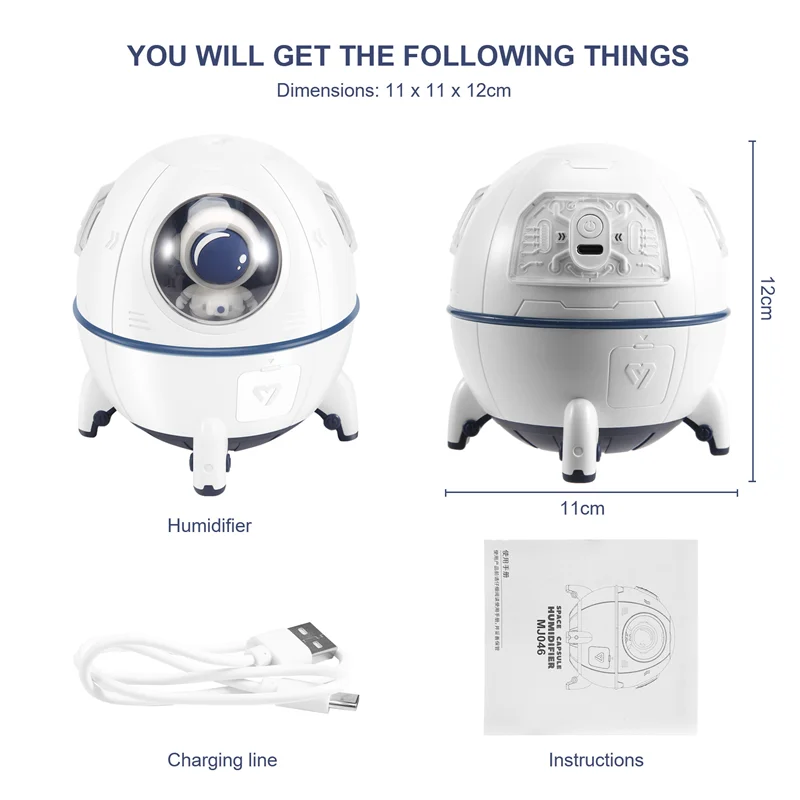 AFOURT-Astronaut Spaceship Aromatherapy Air Humidifier Purifier Electric Water Fragrance Diffuser Humidificador
