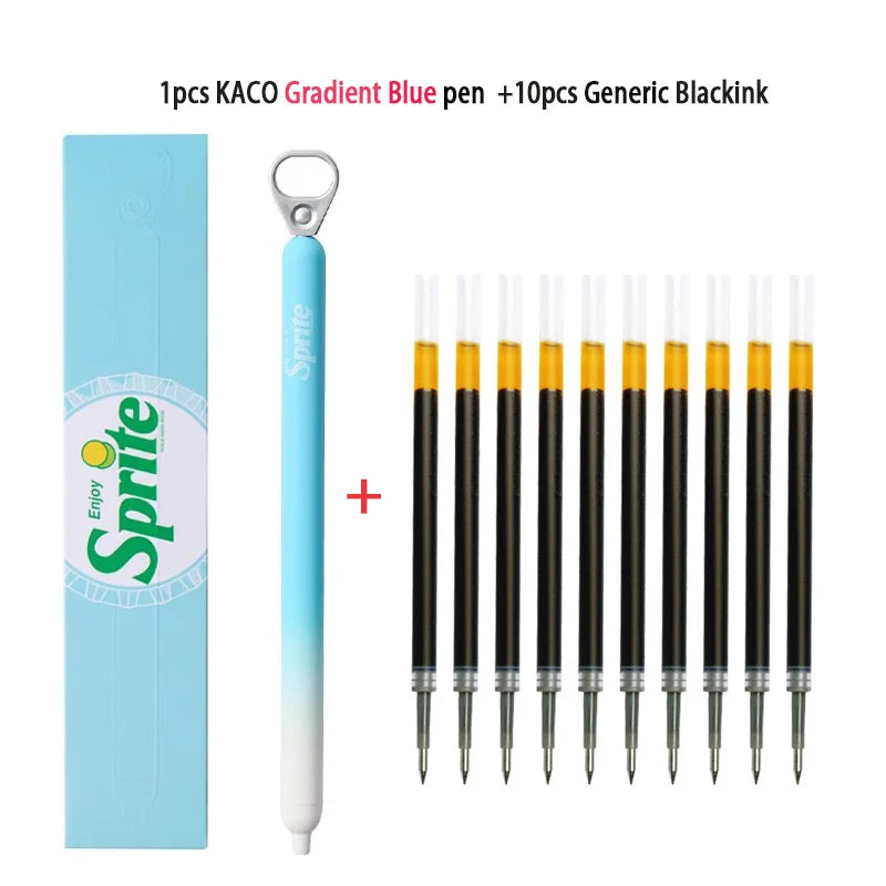 New KACO x Sprite Limited Edition Gel Pen,Dual Ball Pen Quick Drying Stylo 0.5mm Click Smooth Writing For School&Journaling