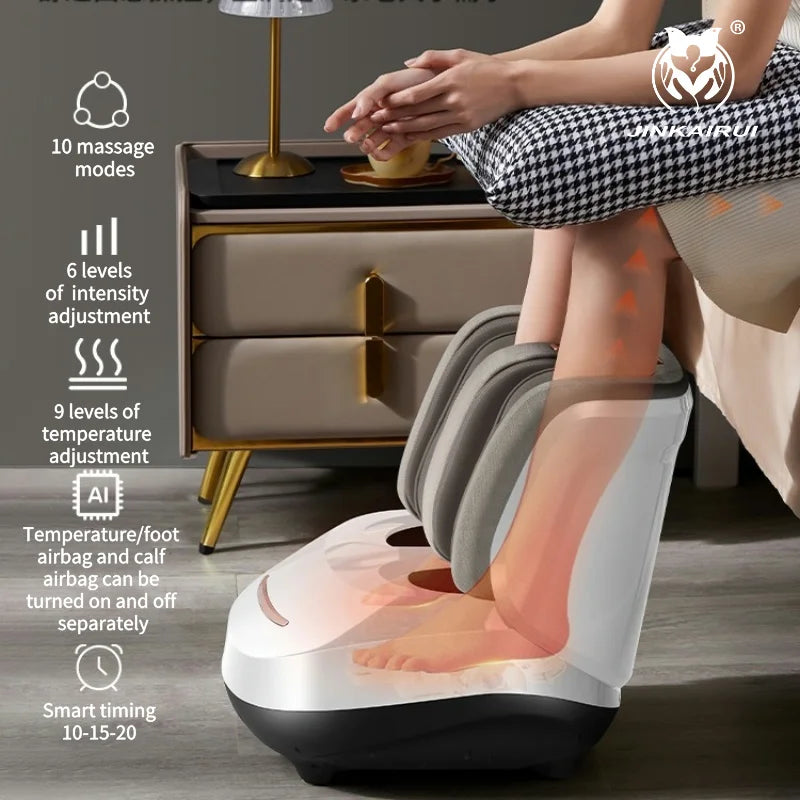 JinKaiRui Electric Foot Massager Roller Shiatsu Kneading Leg Calf Massage Air Pressure Full Wrapped Hot Compress Relaxation Gift