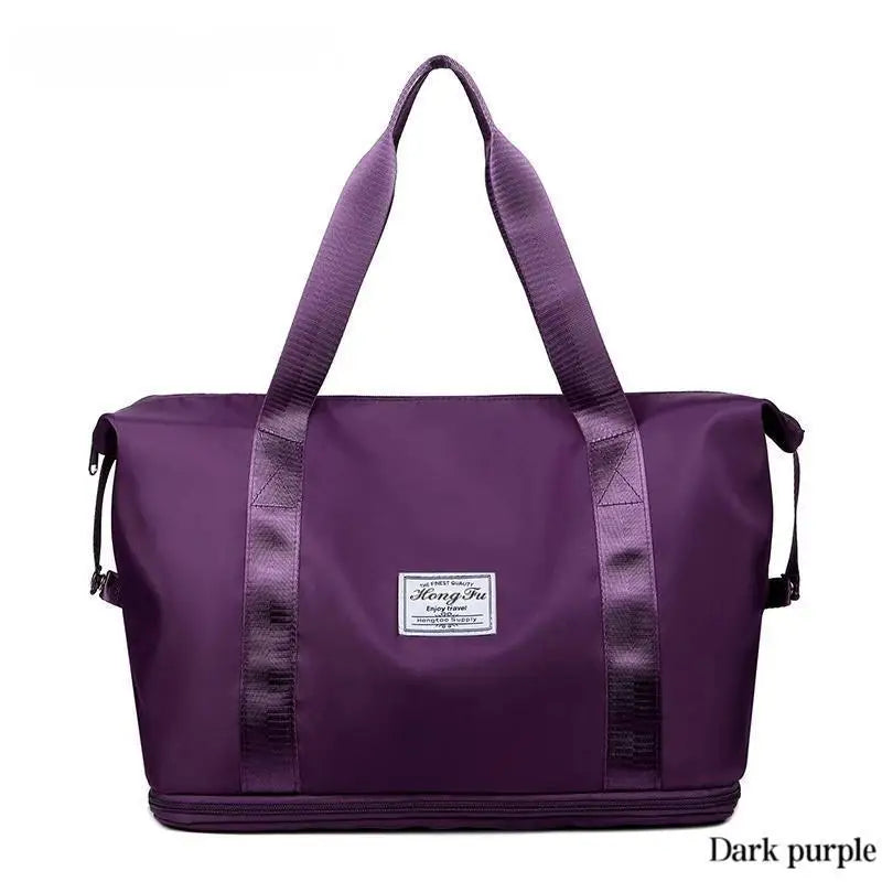 Expandable large-capacity storage luggage bag, water-resistant sports and fitness handbag, casual travel luggage bag