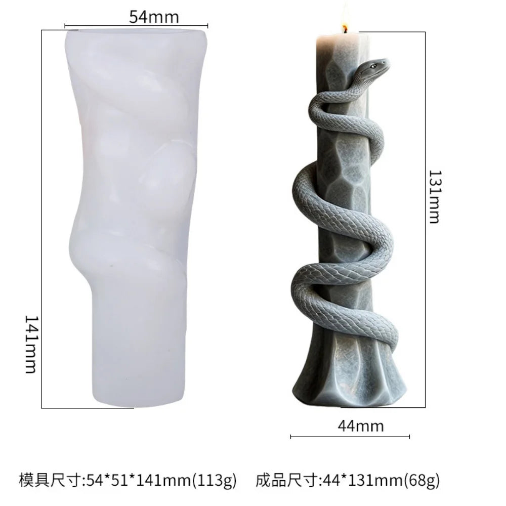 Flower Snake Pillar Candle Molds Silicone Mold DIY Cylindrical Aromatherapy Candle Plaster Animal Mold Form Halloween Decor