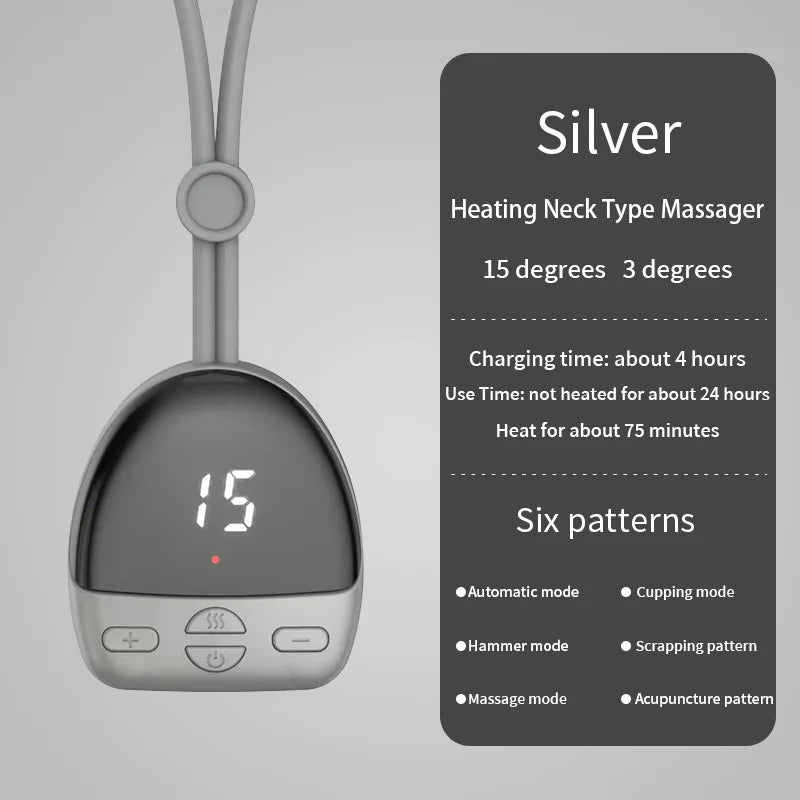Portable Electric Neck Massager EMS Pulse Cervical Spine Massager 3 Gear Hot Compress Smart Neck Massage Muscle Relaxation Tool