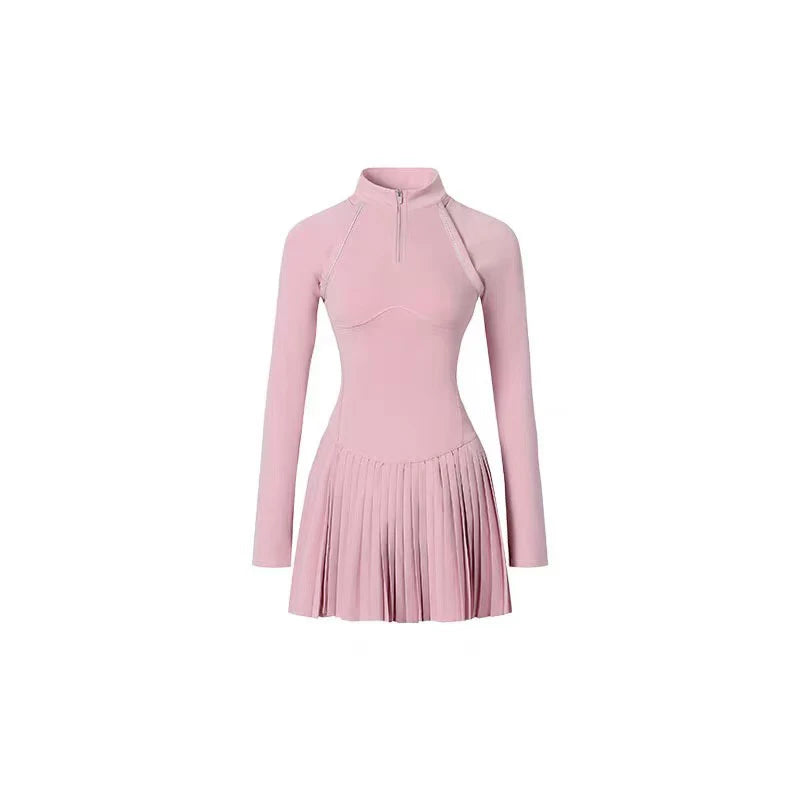 Detachable Sleeves Women's Athletic Tennis Mini Dress with Built-in Shorts for Workout Golf Fitness Sports