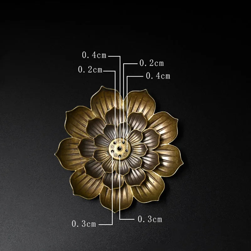 Alloy Incense Burner Stick Lotus Flower Incense Holder Buddhism Mini Sandalwood Censer Temples Yoga Studio Home Decor Supplies
