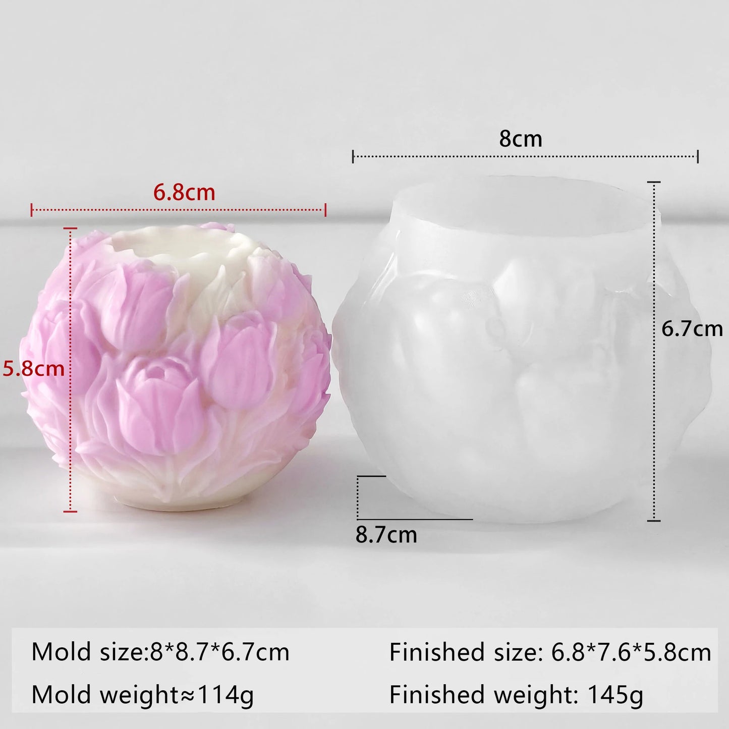Tulip Flower Ball Candle Mold Floral Sphere Silicone Mold DIY Aromatherapy Wax Plaster Diffuser Stone Home Decor