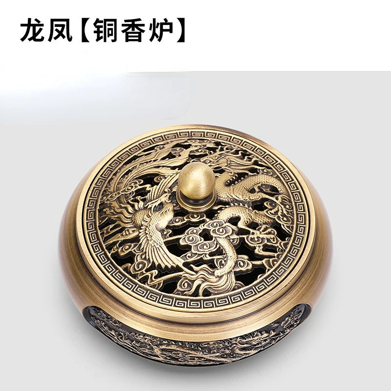 Incense Furnace Pure Copper Household Indoor Sandalwood Antique Pan Incense Furnace Soothes The God Incense Furnace