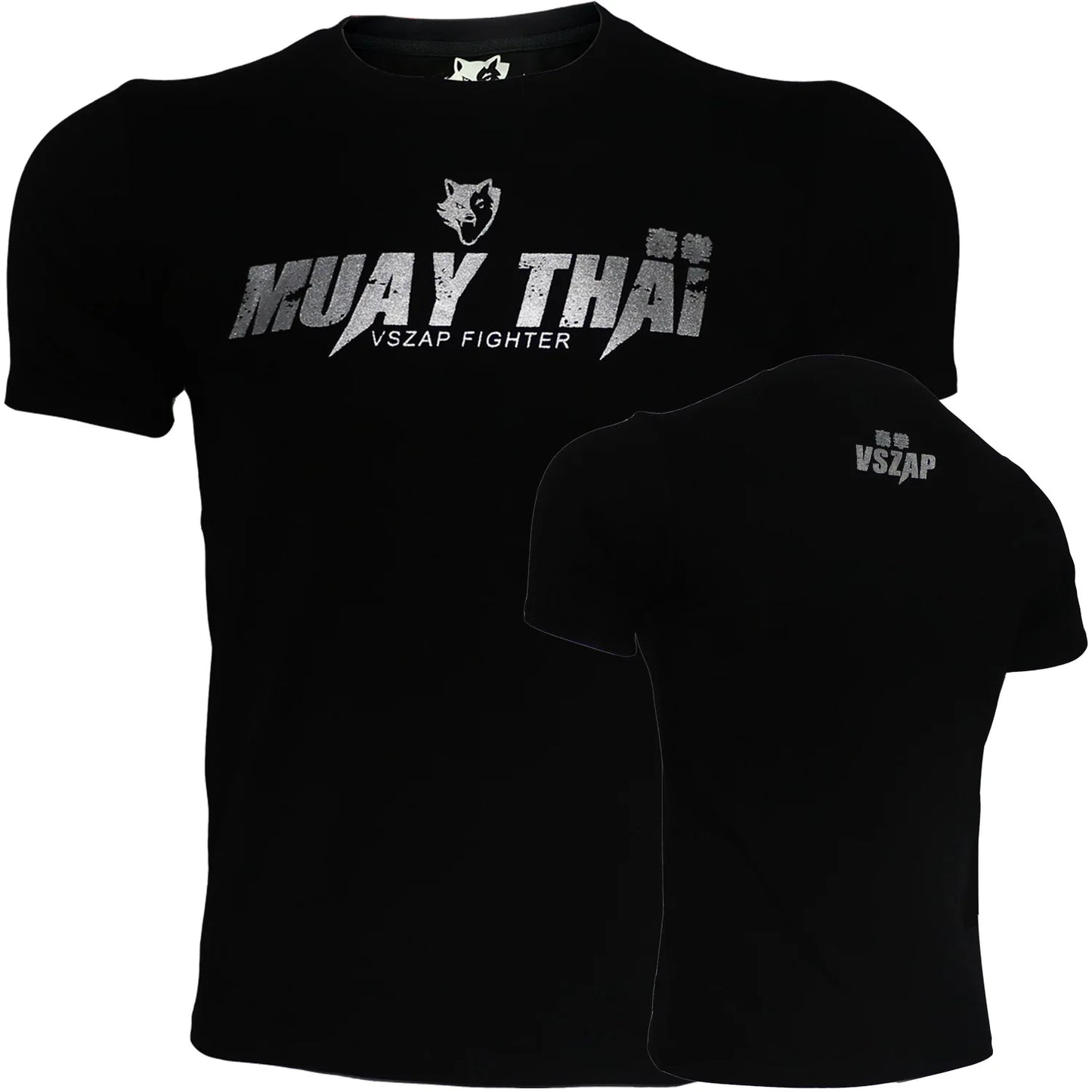 Vszap Muay Thai Comprehensive Fighting Boxing Golden Fitness T-shirt Men's Top Sports Casual Pure Cotton Stretch MMA Fight