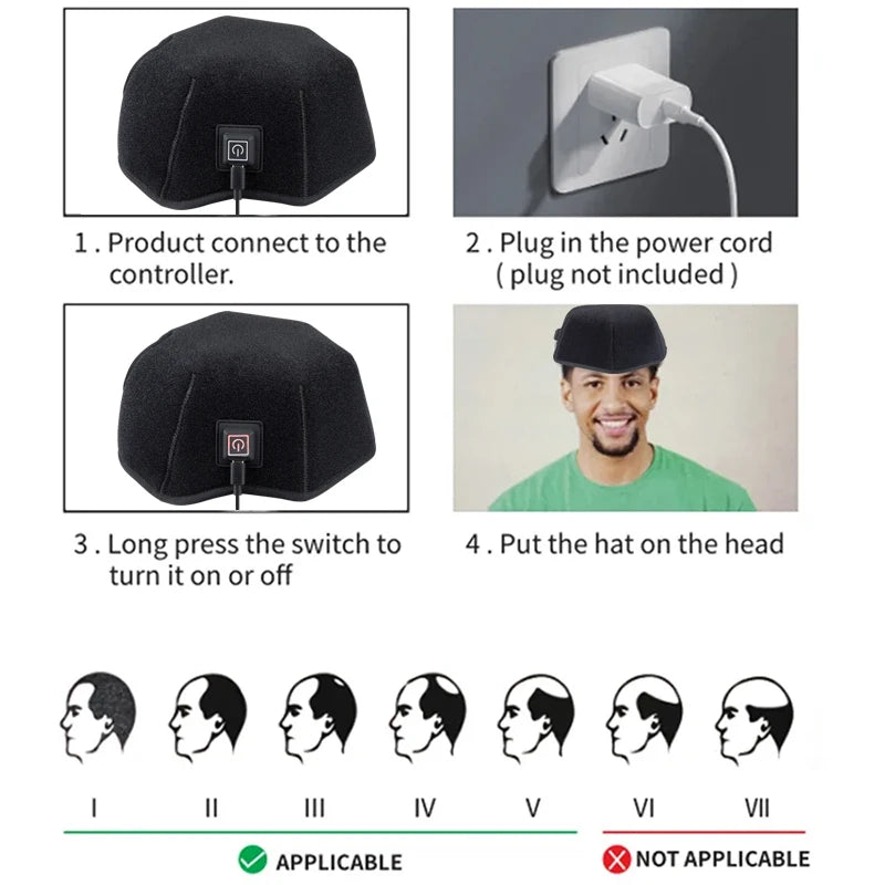 660nm 850nm Near Infrared LED Red Light Therapy Hat Device for Hair growth Cap Prevant Loss Head relaxation Relief Scalp