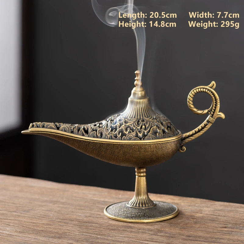 Arabic Incense Burner Antique Style Lamp Metal Incense Burner Scented Unscented Candle Holder Home Decor Gift