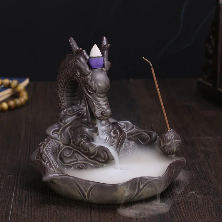 Dragon Backflow Incense Burner Big Size Sandalwood Incense Sticks Holder Ceramics Home Decor Ornaments