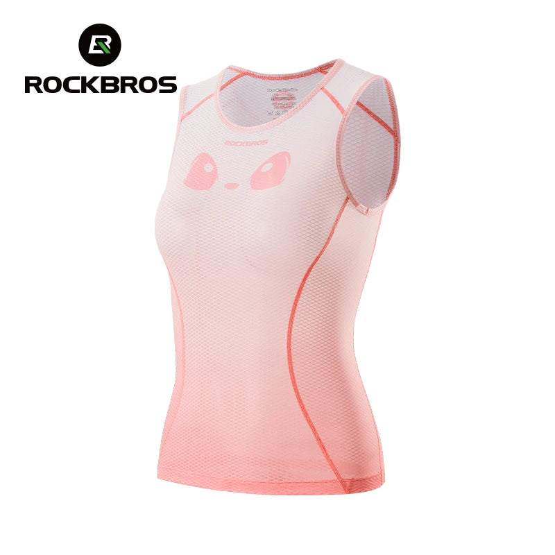 ROCKBROS Female Cycling Vest Lightweight Breathable Mesh Fitness Top Slim Fit Summer Cycling Jersey Vest Women Sports Clothing