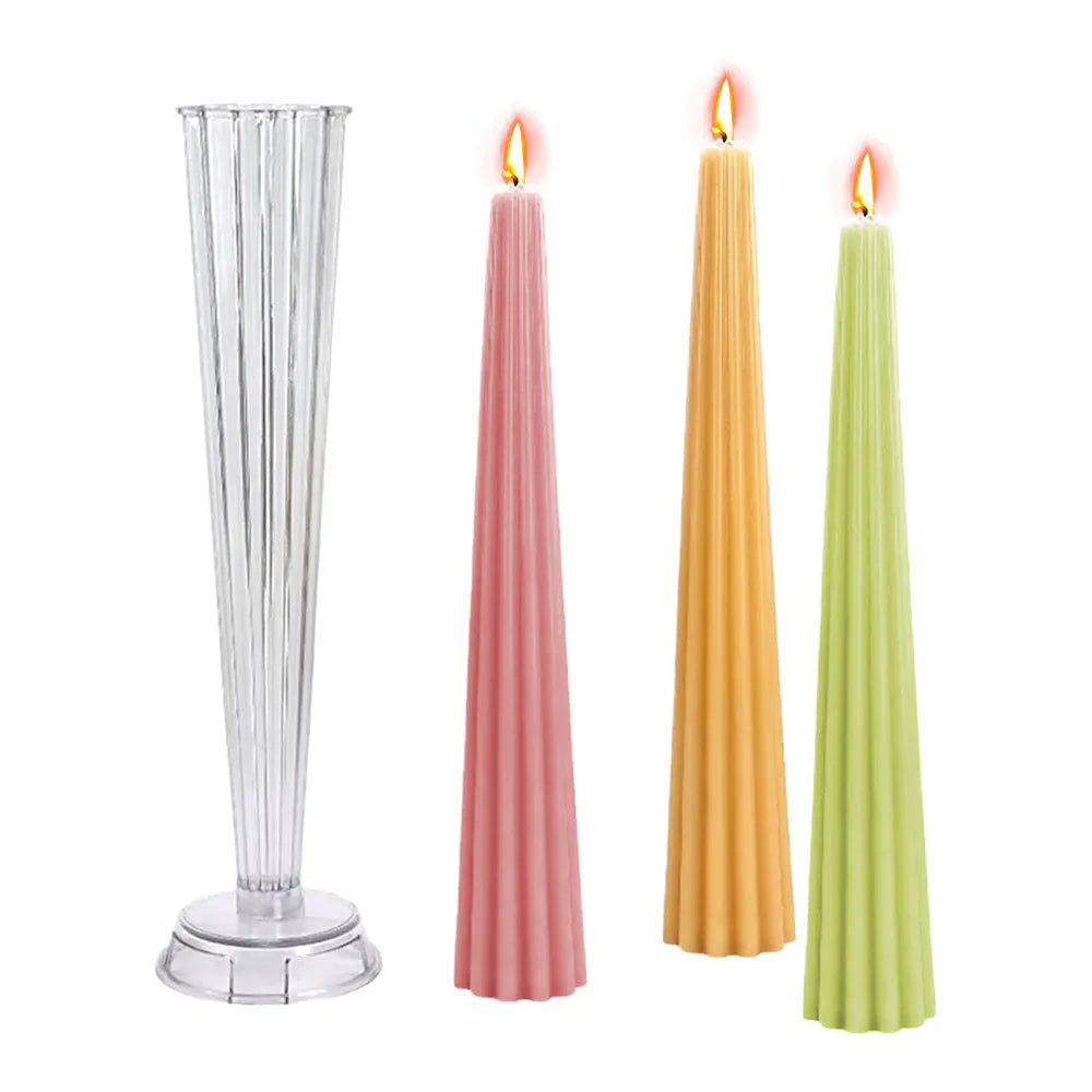 Geometry Line Cone Plastic Candlestick Mould Easy Demold DIY Candle Holder with Base Acrylic Mold Wedding Art Aromatherapy Decor
