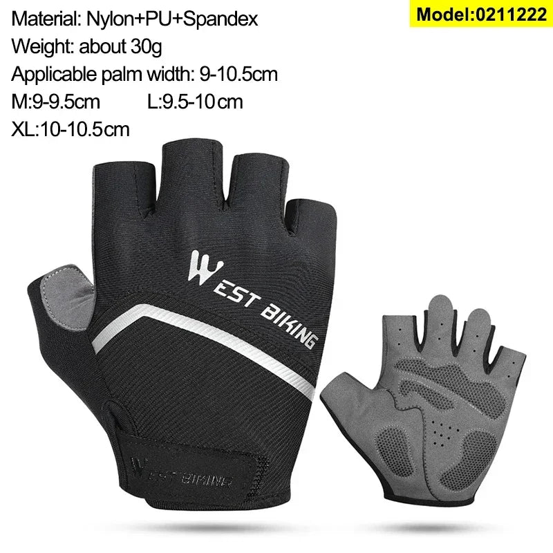WEST BIKING Mountain Road Bike Gloves Half Finger Summer Cycling Equipment Anti-slip Shock SBR Bicycle Fitness Fingerless Mitten