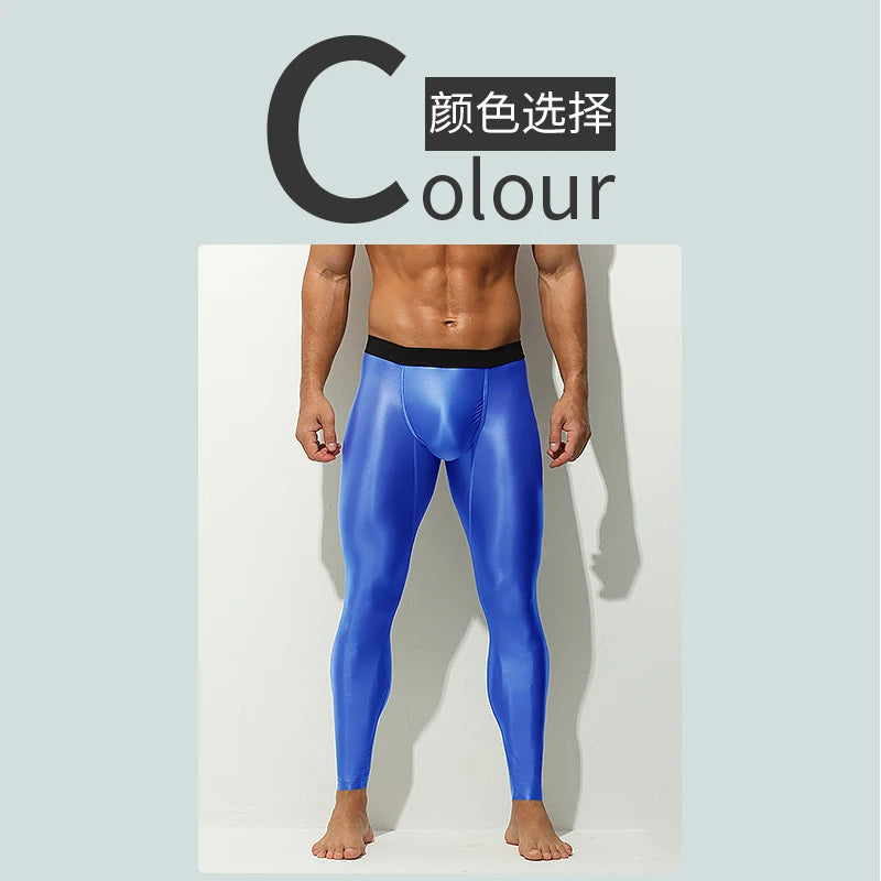 Glossy Men's Tight Fitness Running Sweatpants Leggings Plus Size Training Joggers Sweat Trousers