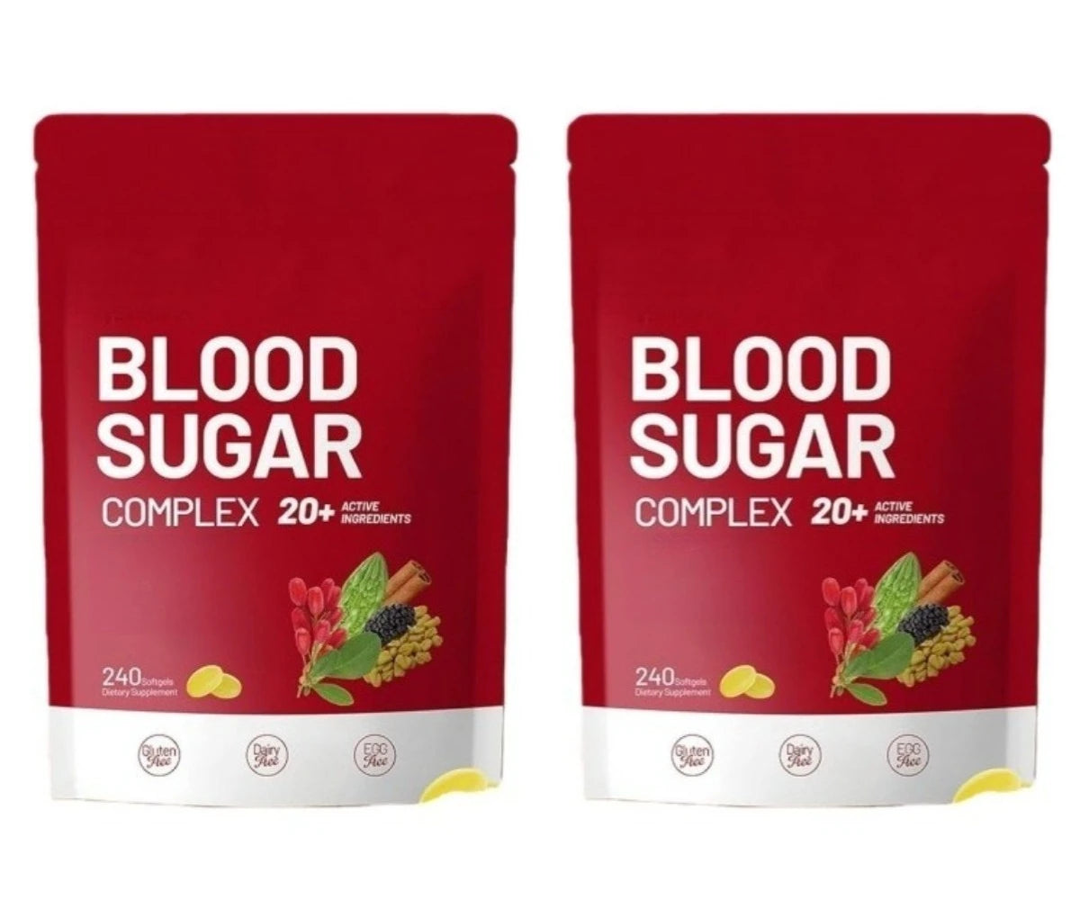 Blood Sugar Complex Supplement Advanced Formula with 20 Herbs and Vitamins Daily Health Support 240 Softgels Per Bag Vegan