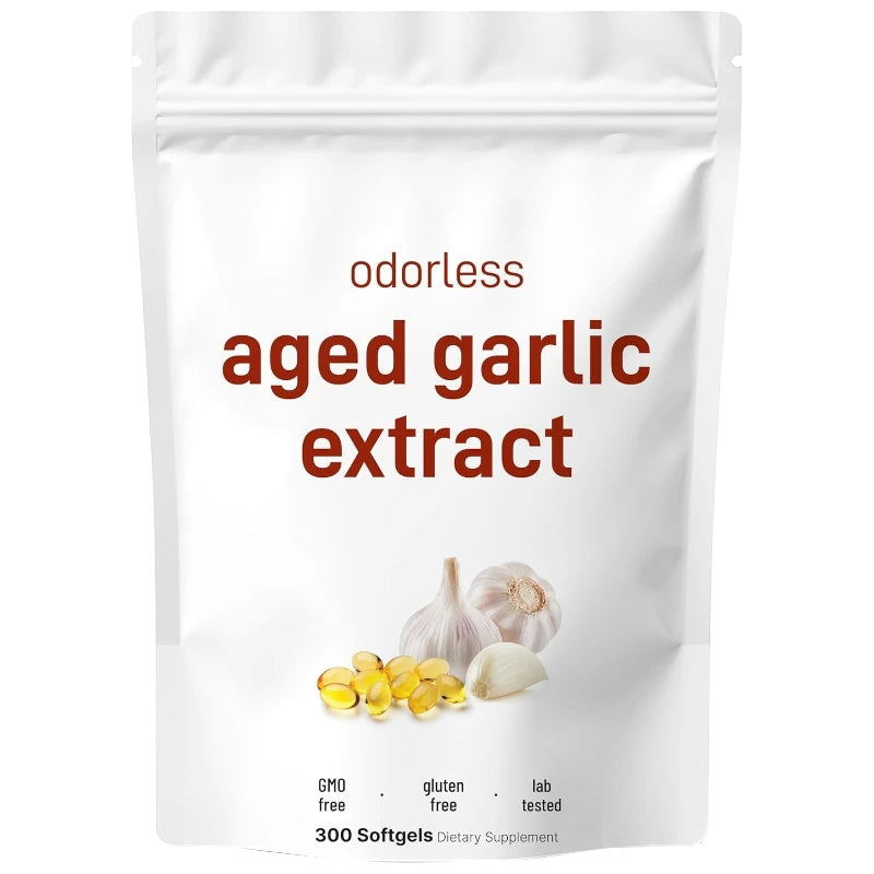Odorless Garlic Oil Capsules 2 Years Aged Garlic Extract Natural Herbal Supplements Wirh Grown Allium Sativum Bulb 300 Softgels