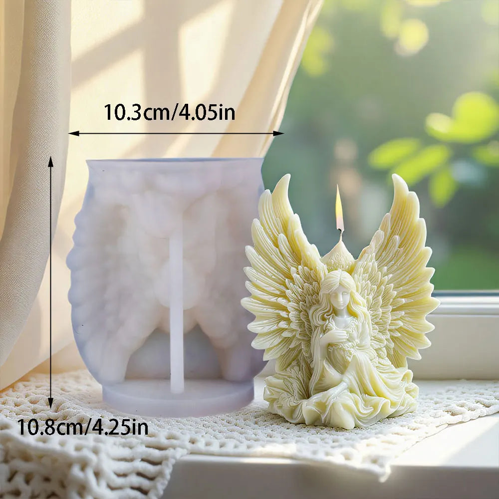 Winged Angel Soywax Candle Silicone Mold 3D Flower Fairy Painting Gypsum Resin Mold DIY Beauty Sculpture Aromatherapy Home Decor