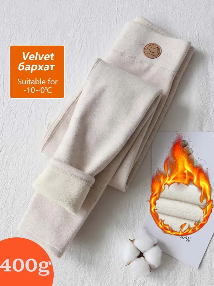 Women Leggings Autumn Winter Velvet Thickened Cotton Female Legging High Waist Solid Casual Fleece Warm Tights Pants Women