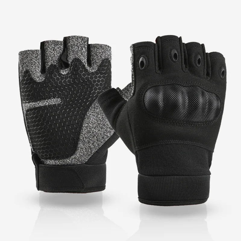 Full finger and half finger tactical gloves, touch screen anti cutting and anti stabbing, made of carbon fiber and leather mater