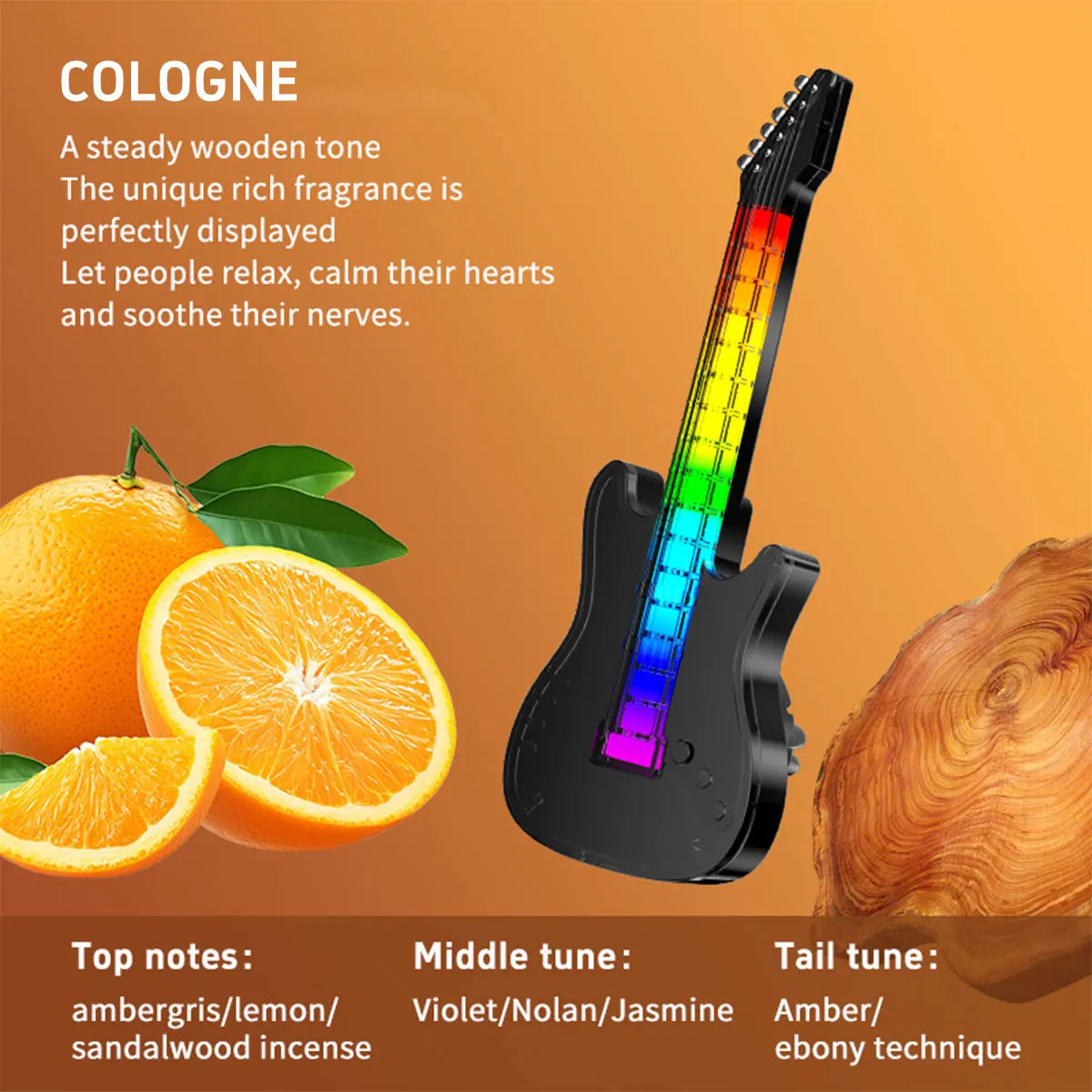 Creative Car Air Outlet Aromatherapy Guitar Pendant with Voice controlled Music Atmosphere Light Car perfume Decoration Cologne