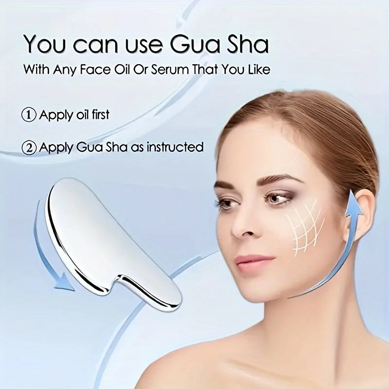 Premium Stainless Steel Facial Scraper - Lymphatic Drainage Face Tension, and Relaxation, Durable Metal Tool for Face and Body,