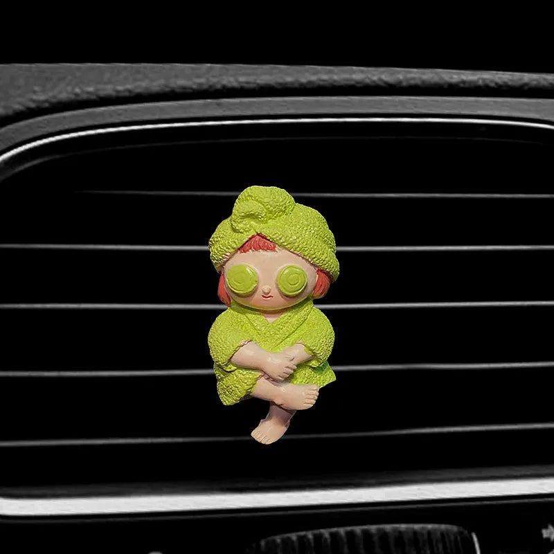1pc Car Ice Cream Girl Vent Aromatherapy Clip Harmless Resin Cute Cartoon Comic Playful Bathrobe Interior Decoration Accessories