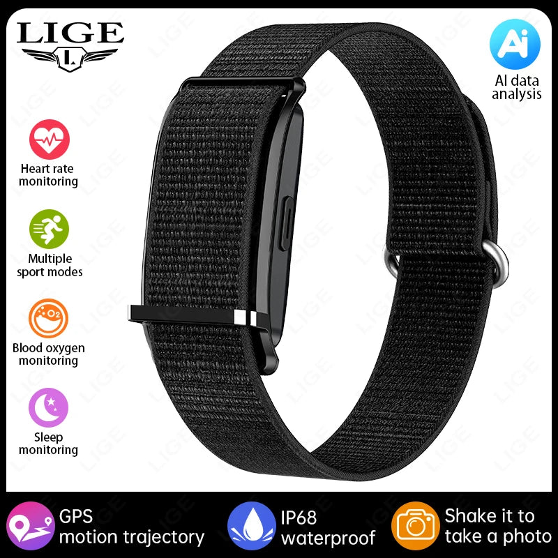LIGE New GPS Motion Trajectory Fitness Smart Bracelet Heart Rate Pressure Health Monitor Smartwatch Sports Step Electronic Band