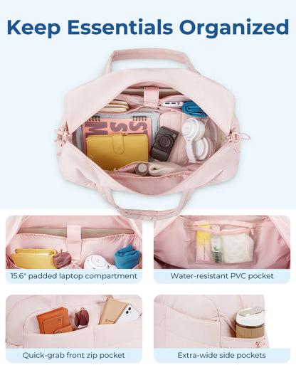 BAGSMART Carry On Travel Handle Bag Unsiex Weekender Overnight Large Capacity Duffle Bags Sports Fitness Bags for Women
