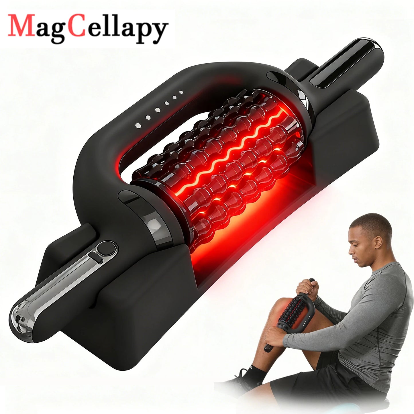 Electric Roller Massage Impactor With Red Light Heat Function Deep Muscle Relaxation Relieves Overall Fatigue Rechargeable