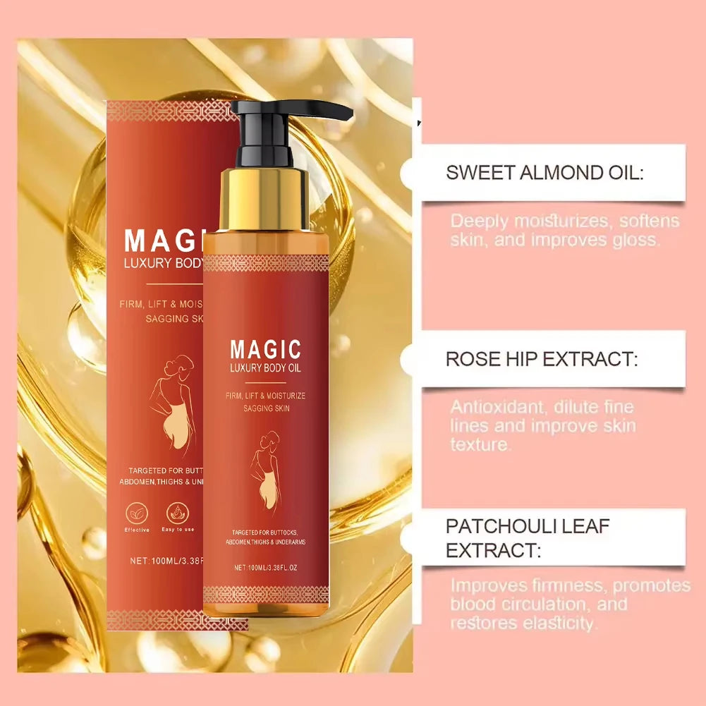 Magic Luxury Body Firming Oil Deep Moisturizing Hydrates Softens Tightens Skin Chest Thigh Massage Care Nourishing Body Oil
