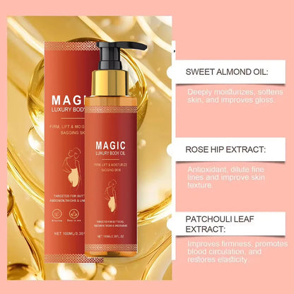 Magic Luxury Body Firming Oil Deep Moisturizing Hydrates Softens Tightens Skin Chest Thigh Massage Care Nourishing Body Oil