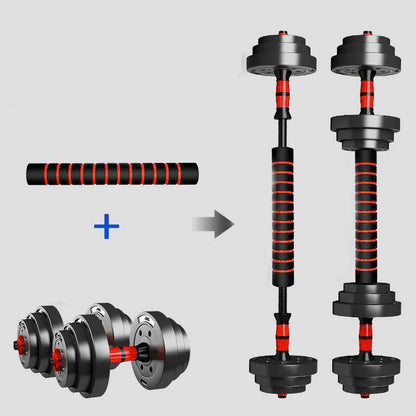 5-44lbs Adjustable Dumbbell to Barbell Set, Anti-Slip Grip, Versatile Home Gym Fitness Strength Training Barbell Weight Plates
