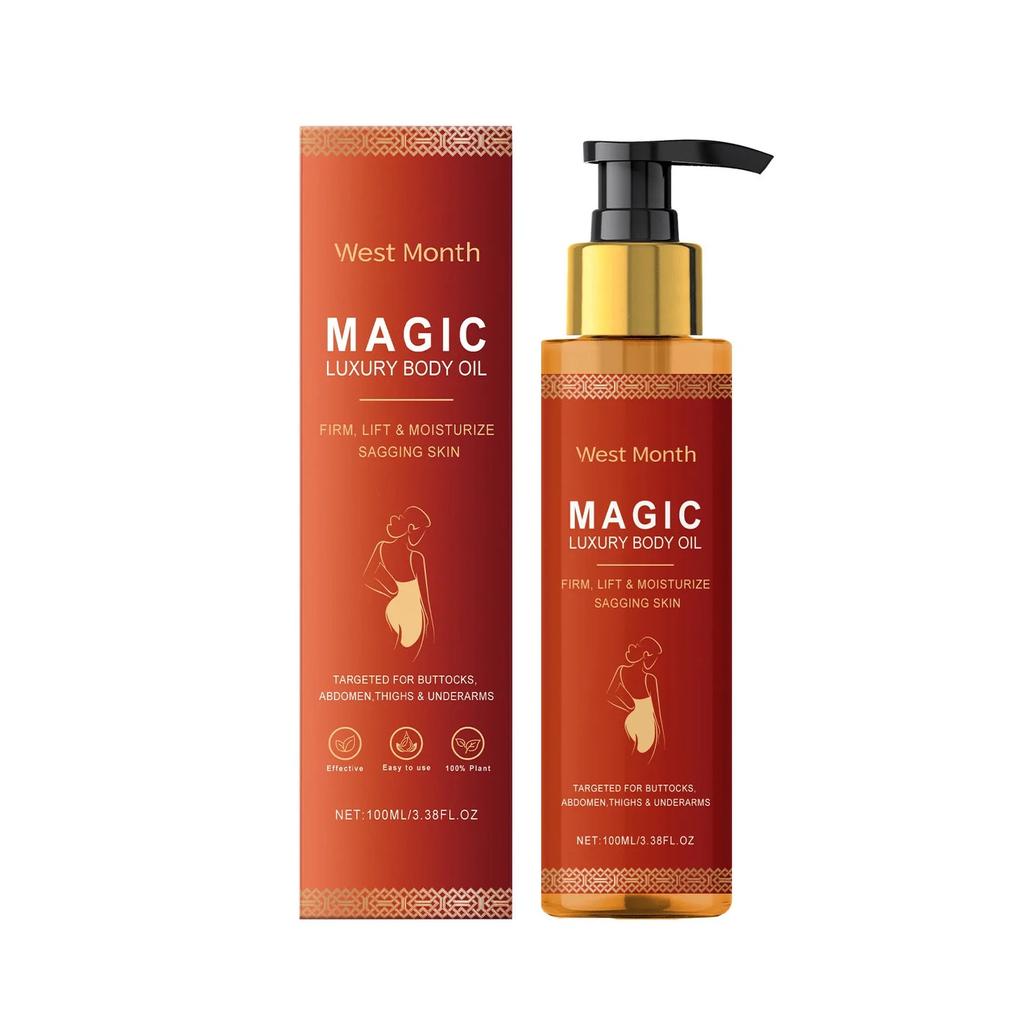 Magic Luxury Body Firming Oil Deep Moisturizing Hydrates Softens Tightens Skin Chest Thigh Massage Care Nourishing Body Oil