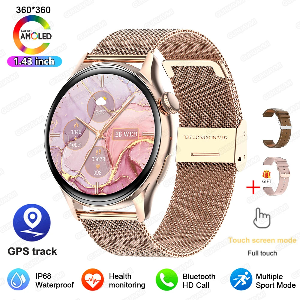 2026New Smart Watch Women 1.43"Ultra-thin AMOLED HD Screen Sport Fitness Bracelet Custom Watch Face Voice Call Ladies Smartwatch