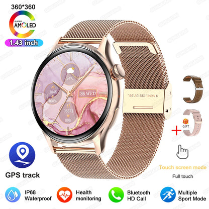 2026New Smart Watch Women 1.43"Ultra-thin AMOLED HD Screen Sport Fitness Bracelet Custom Watch Face Voice Call Ladies Smartwatch