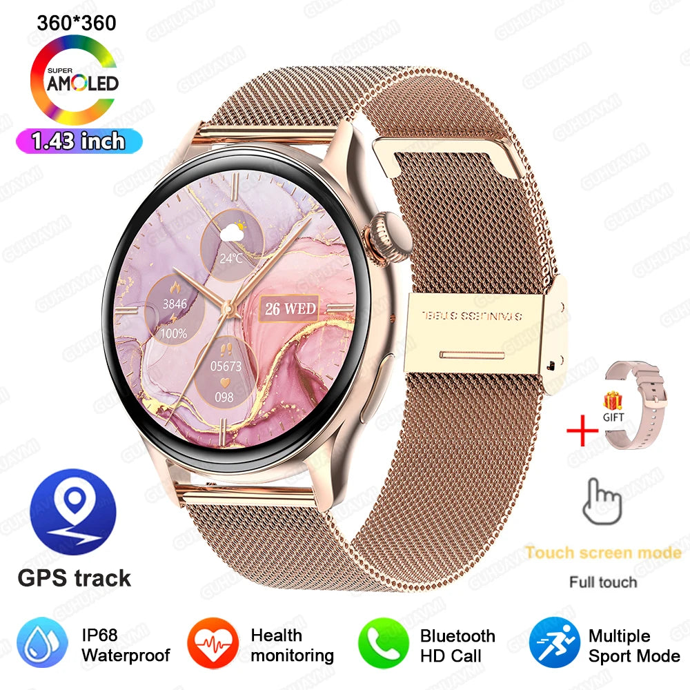 2026New Smart Watch Women 1.43"Ultra-thin AMOLED HD Screen Sport Fitness Bracelet Custom Watch Face Voice Call Ladies Smartwatch