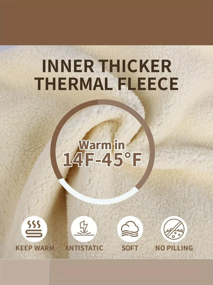 2pcs Women's High-Waisted Fleece Pants Set - Thickened Winter Leggings with Pockets, Full-Length Trousers Machine Washable