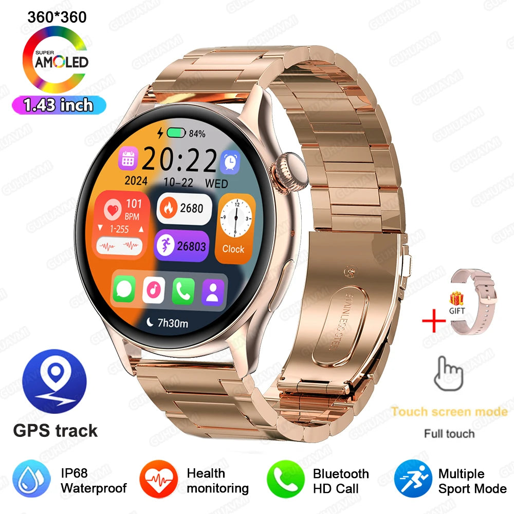 2026New Smart Watch Women 1.43"Ultra-thin AMOLED HD Screen Sport Fitness Bracelet Custom Watch Face Voice Call Ladies Smartwatch